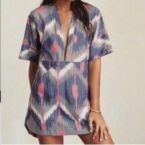 Reformation Azura Tunic Dress in Purple and Pink Ikat Size Small